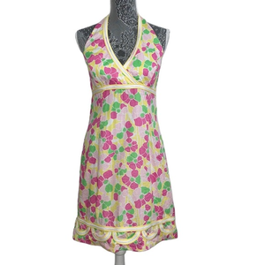 Lilly Pulitzer Size 8 halter neck sleeveless floral  midi‎ dress. EUC